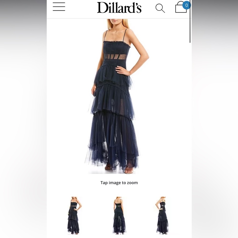 Blue Corset Illusion Waist Tiered Dress
